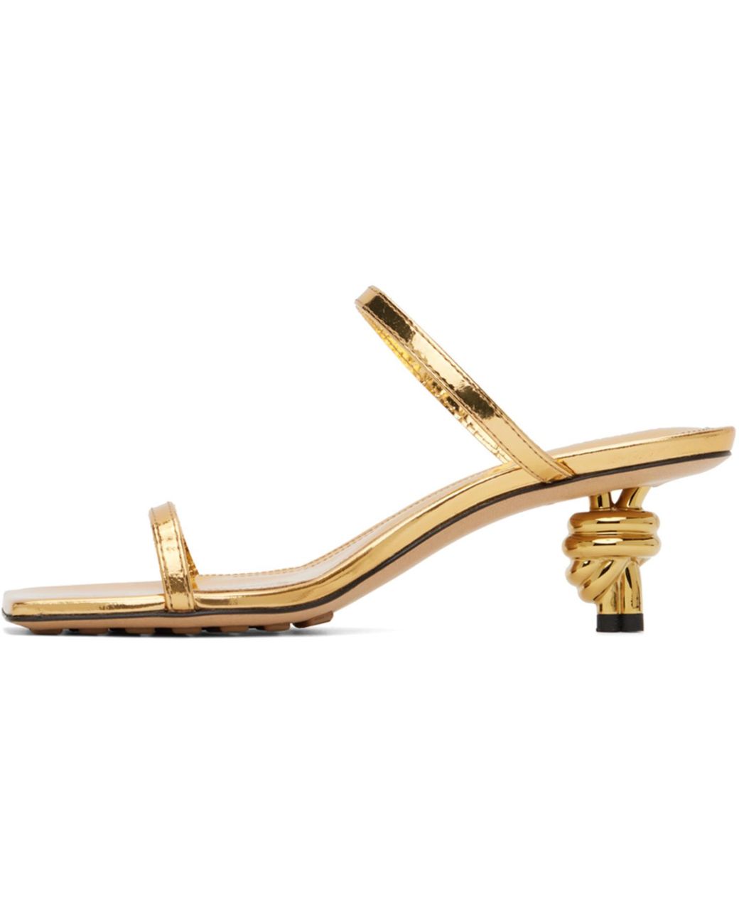 Bottega Veneta Black Gold Knot Mules
