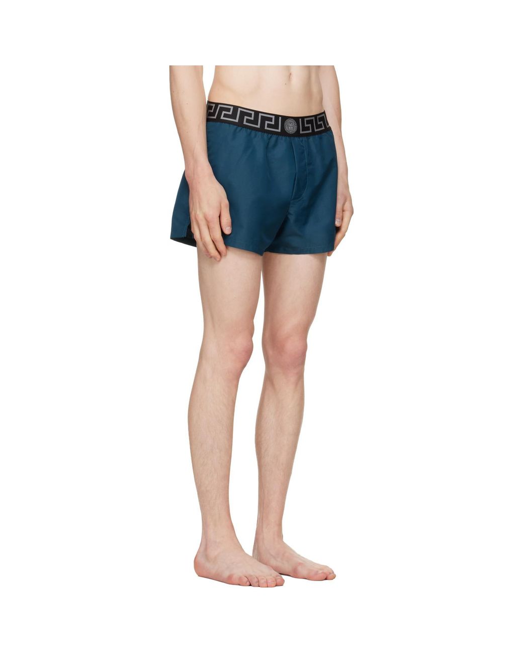 Versace Blue Greca Swim Shorts for men