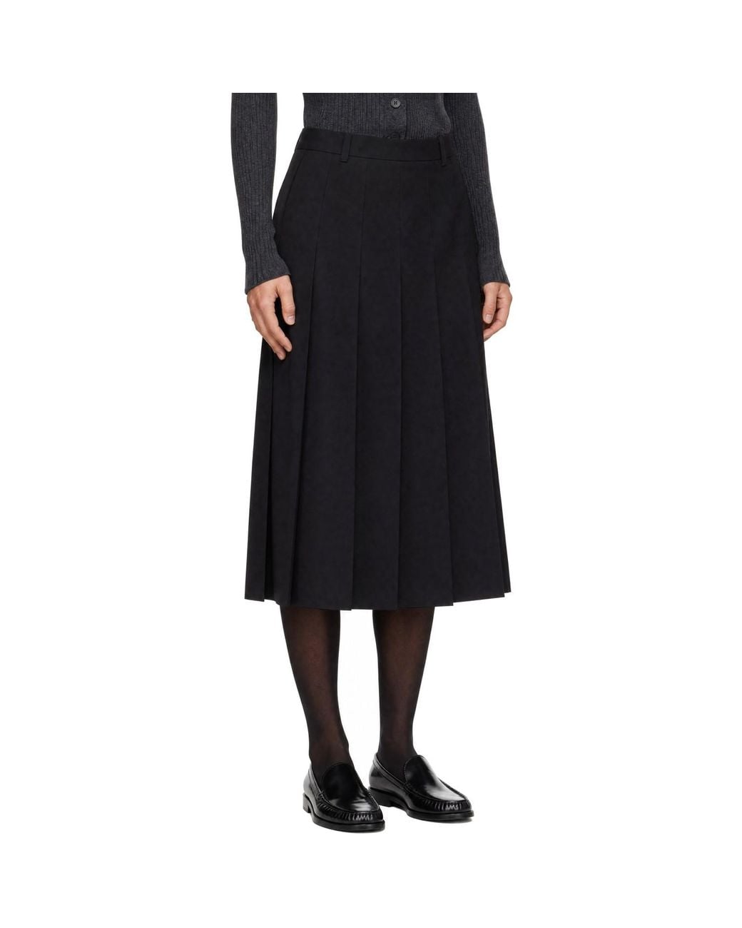 DUNST Black Pleats Midi Skirt