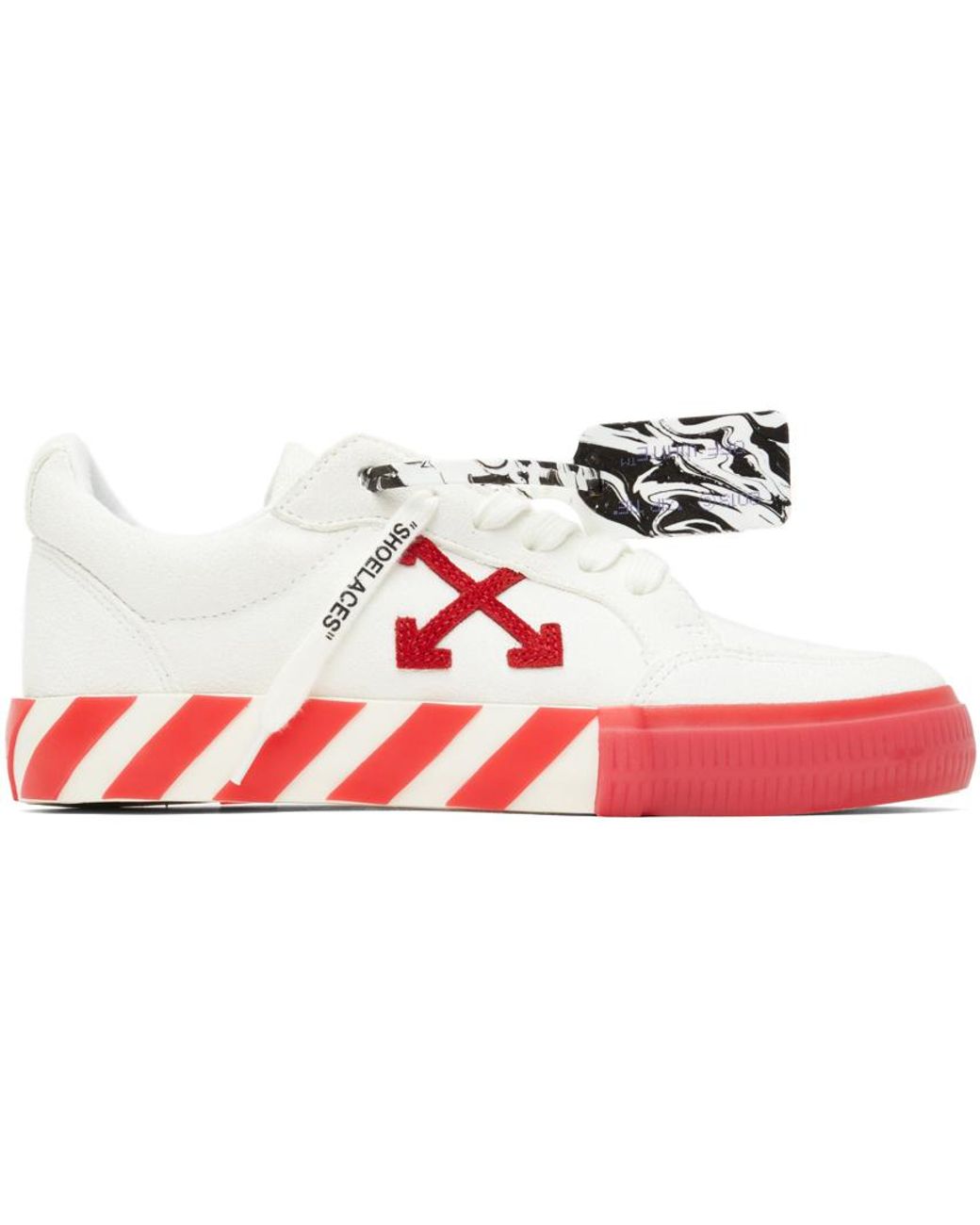 Off-White c/o Virgil Abloh Suede & Red Vulcanized Low Sneakers - Lyst