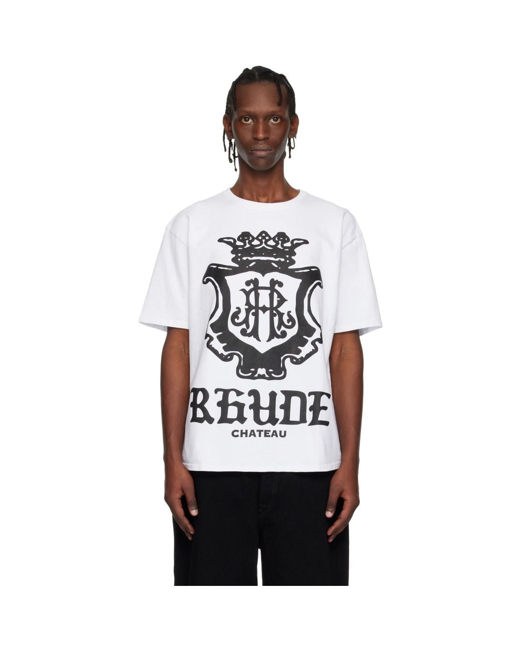 Rhude Black Oversized Chateau Crest T-Shirt for men
