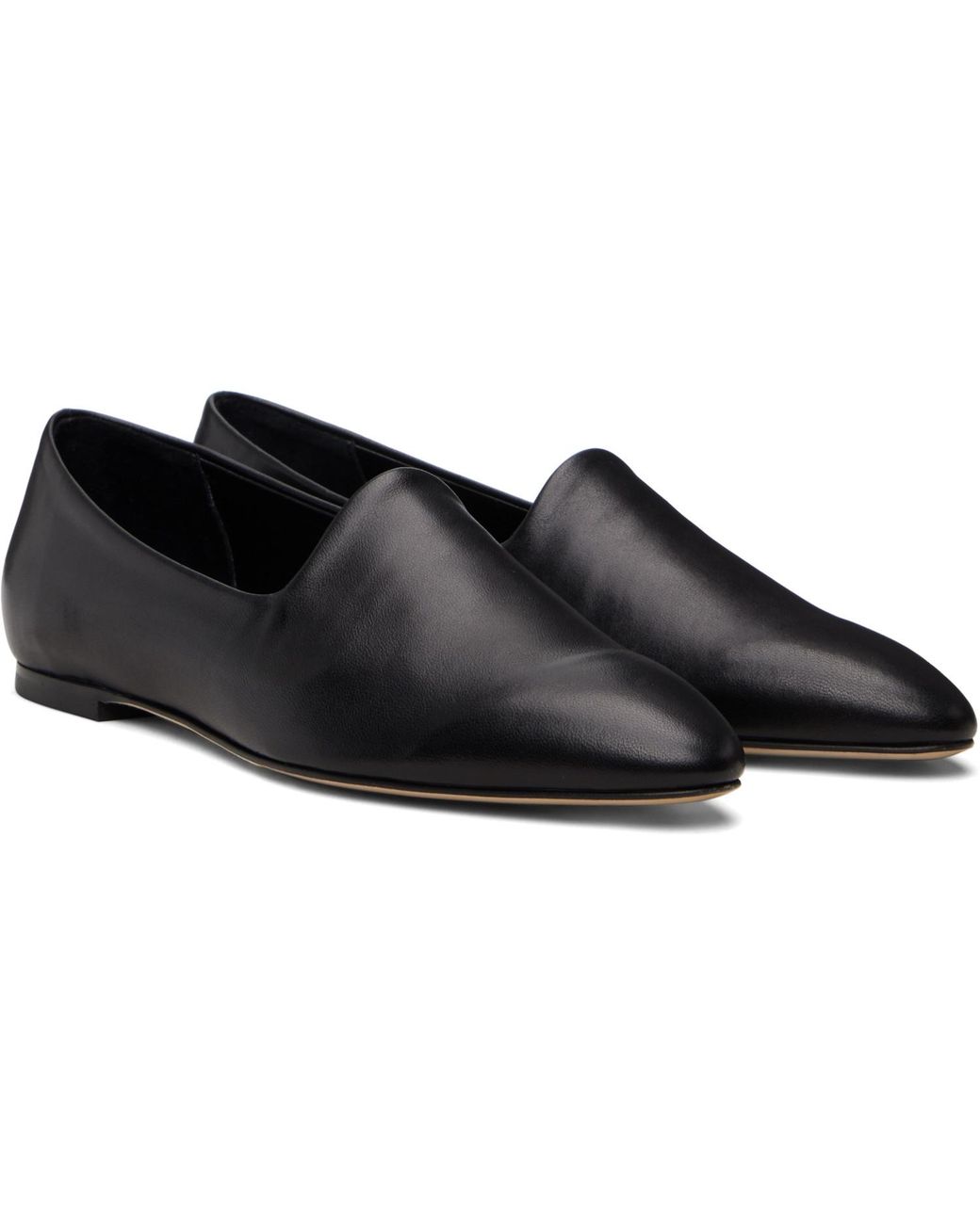 Aeyde Black Vanna Almond-Toe Loafers