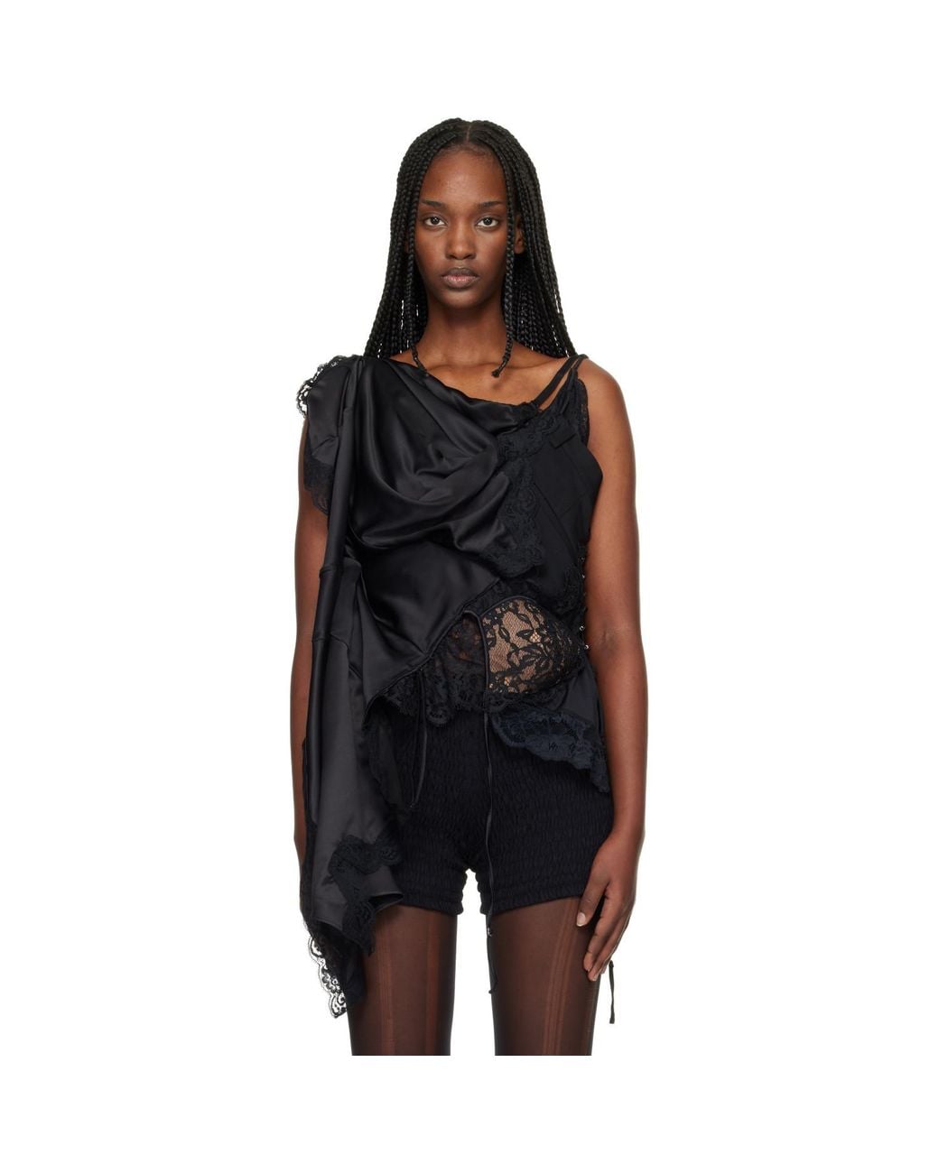 Junya Watanabe Black Peach John Edition W-Name Drape Top