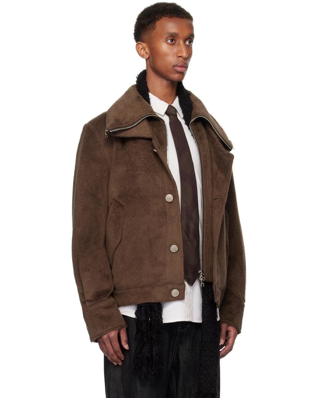 NULLUS Multi-Form Aero Collar ジャケット NULLUS Multi-Form Aero Collar Jacket in Brown for Men | Lyst