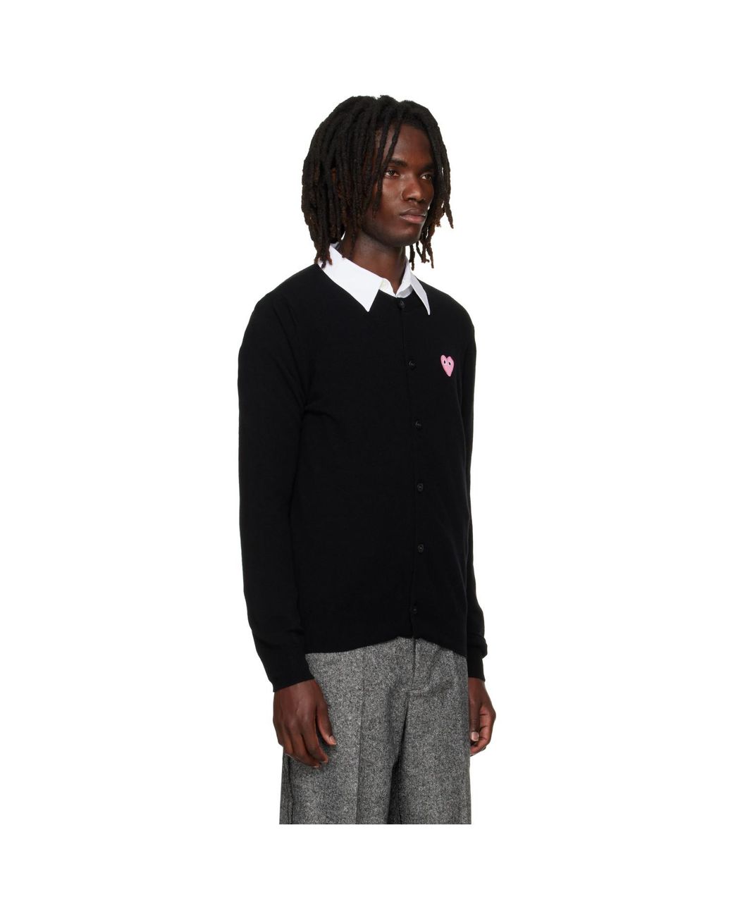 COMME DES GARÇONS PLAY Black Heart Emblem Round Neck Cardigan for men