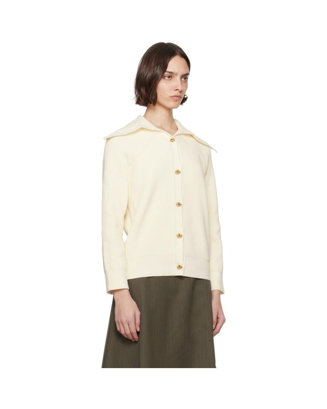 Bottega Veneta Black Off- Cotton Rib Cardigan