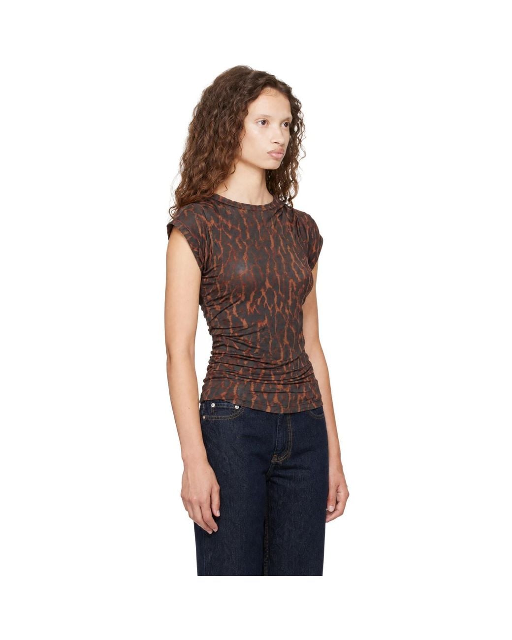Ganni Black Draped Jersey Top