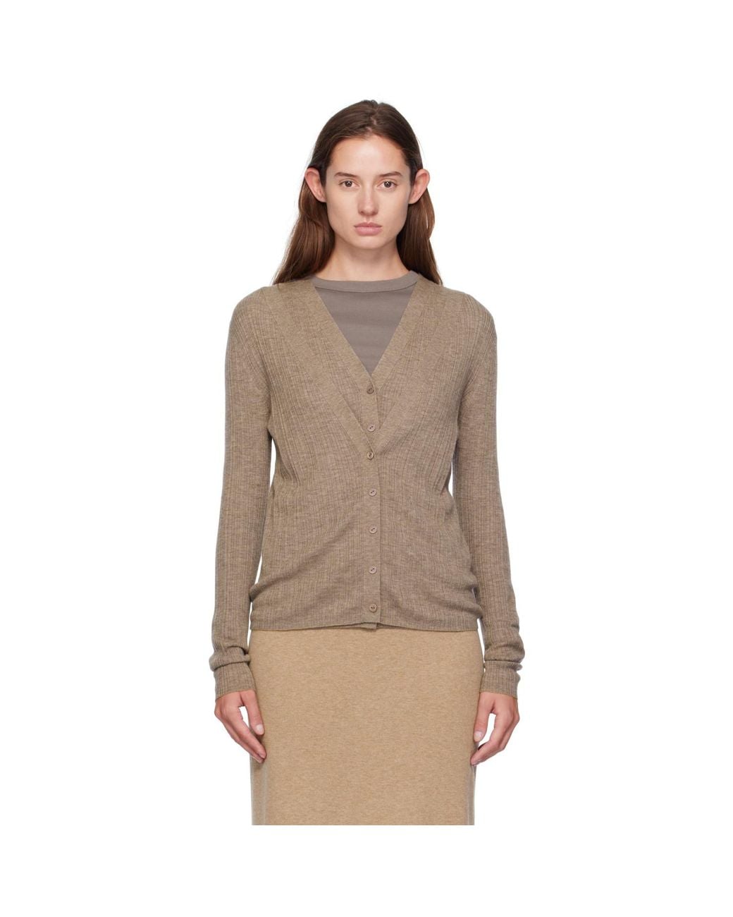 Lisa Yang Brown Taupe Vanna Cardigan