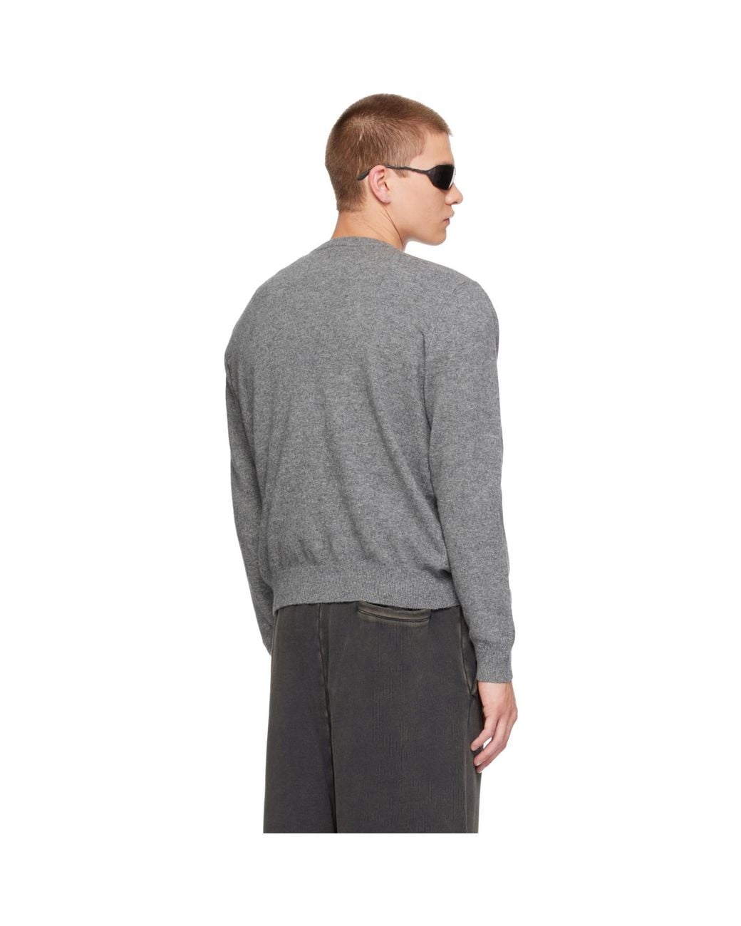 Entire studios Gray Knit Cashmere Crewneck Sweater for men