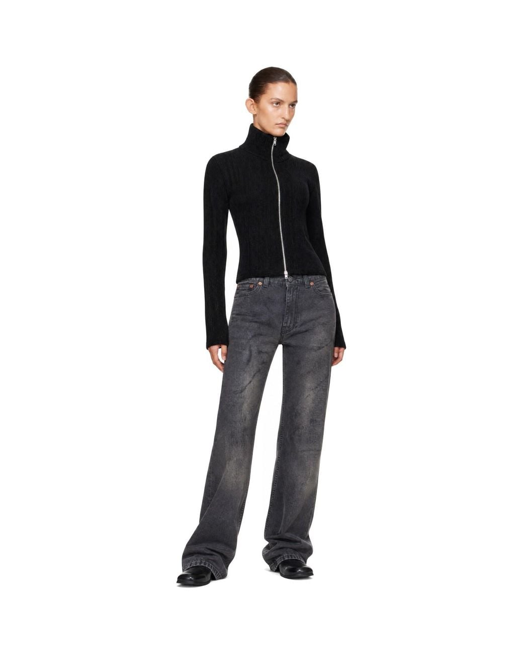 Our Legacy Black Slim Zip Longsleeve Sweater
