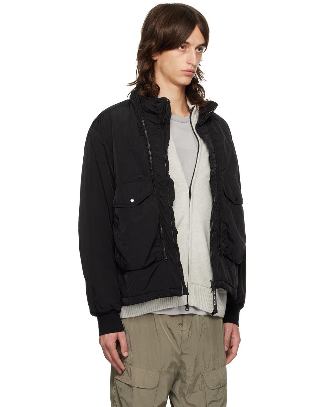 C.P. Company Chrome-R Body Zippers Padded Jacket in Black