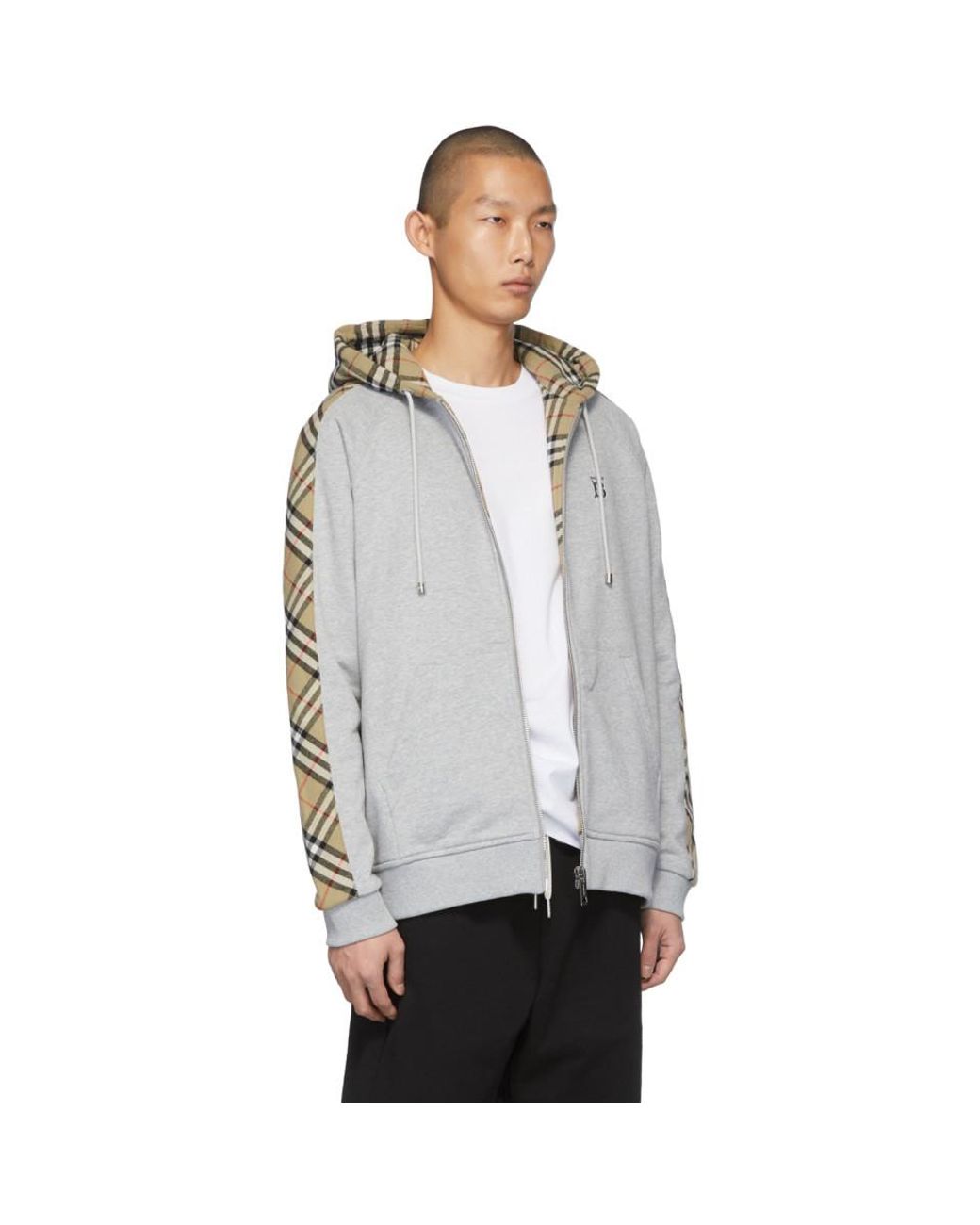 Tシャツ・カットソー BURBERRY Men Hoodies 8101847 C1761 GREY Burberry Logo Print Cotton Hoodie Pale Grey Melange Men's - US