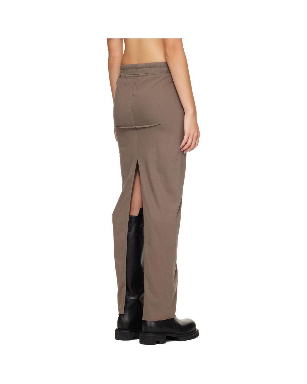 Rick Owens Brown Tower Pull On Sliced Pillar Maxi Skirt