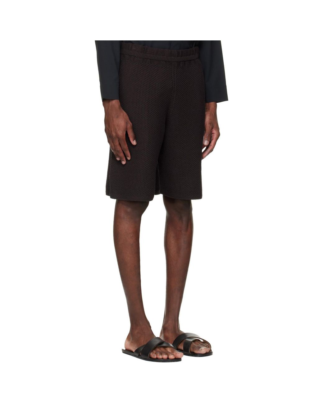 Homme Plissé Issey Miyake Black Rustic Knit Shorts for men