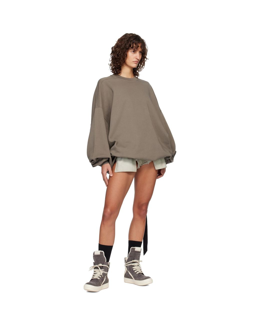 Rick Owens Brown Temple Hun Crewneck Sweatshirt