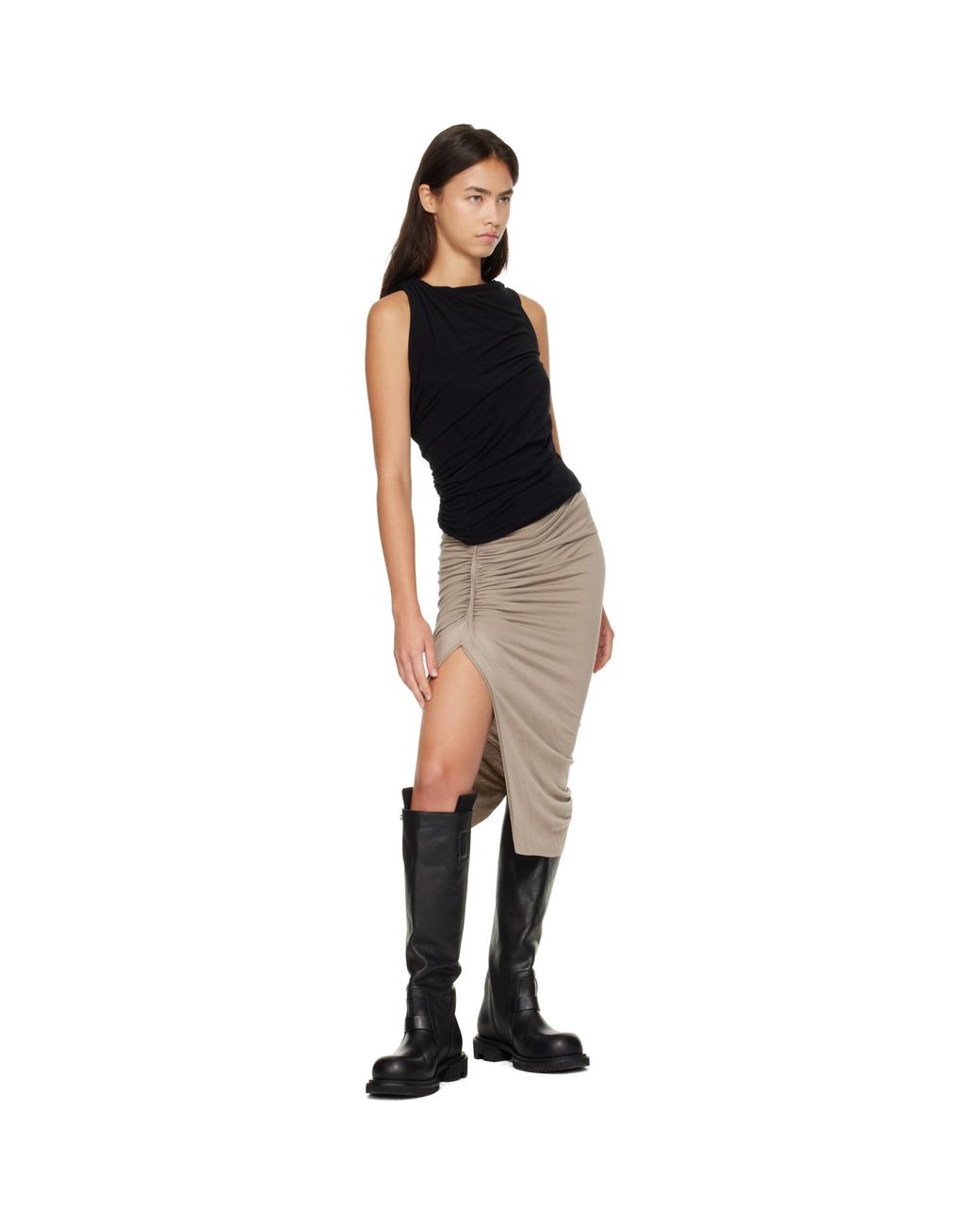 Rick Owens Natural Tower Knee Edfu Midi Skirt