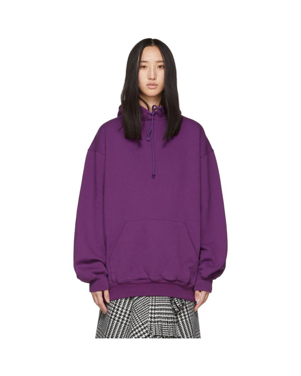Balenciaga Fleece Purple Logo Back Hoodie | Lyst