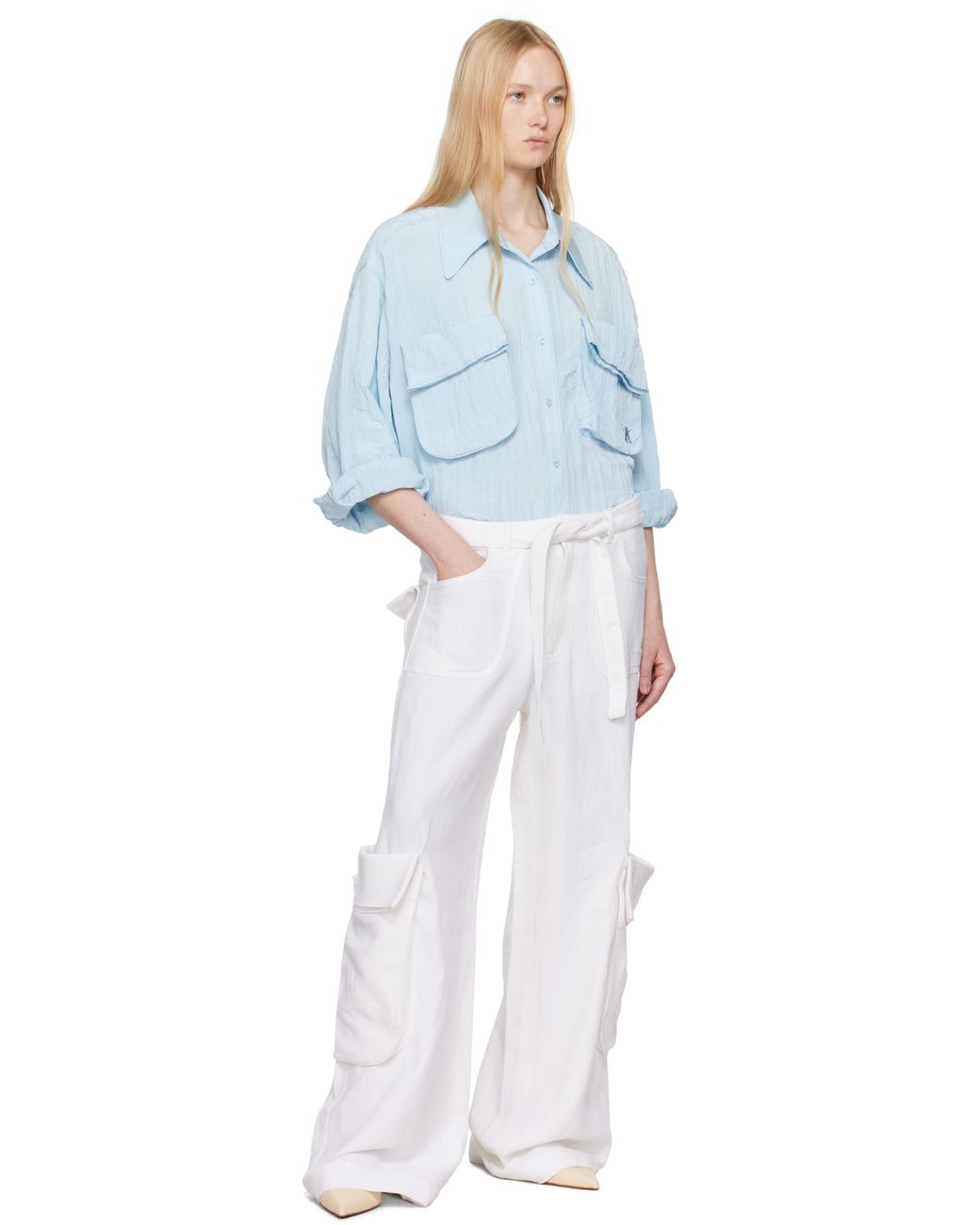 ★OPEN YY★ LINEN CARGO PANTS OPEN YY Linen Cargo Pants in White | Lyst