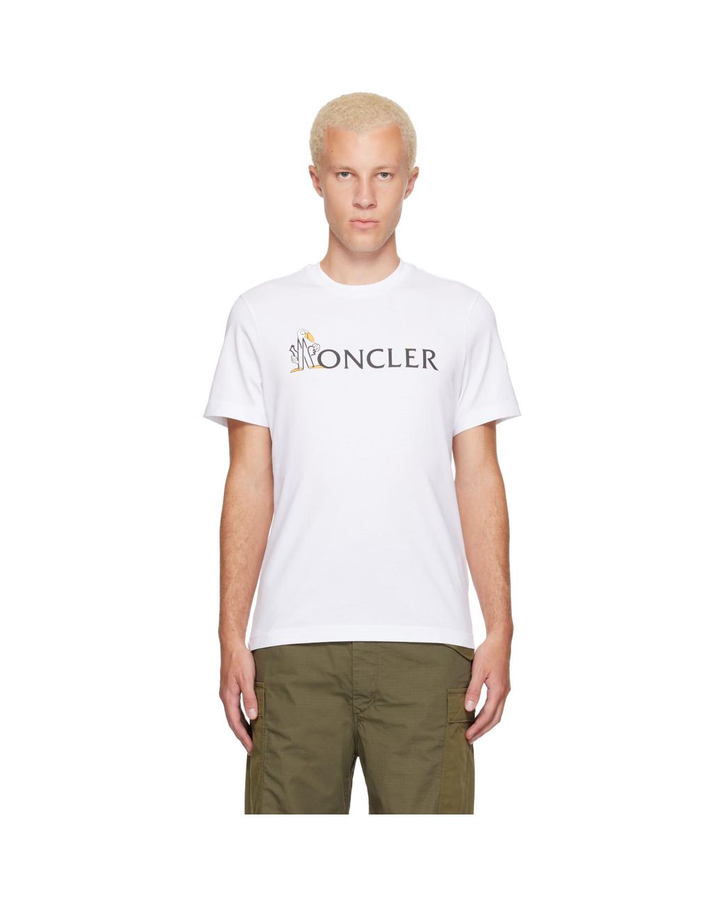 Moncler White Logo Cotton T-Shirt for men