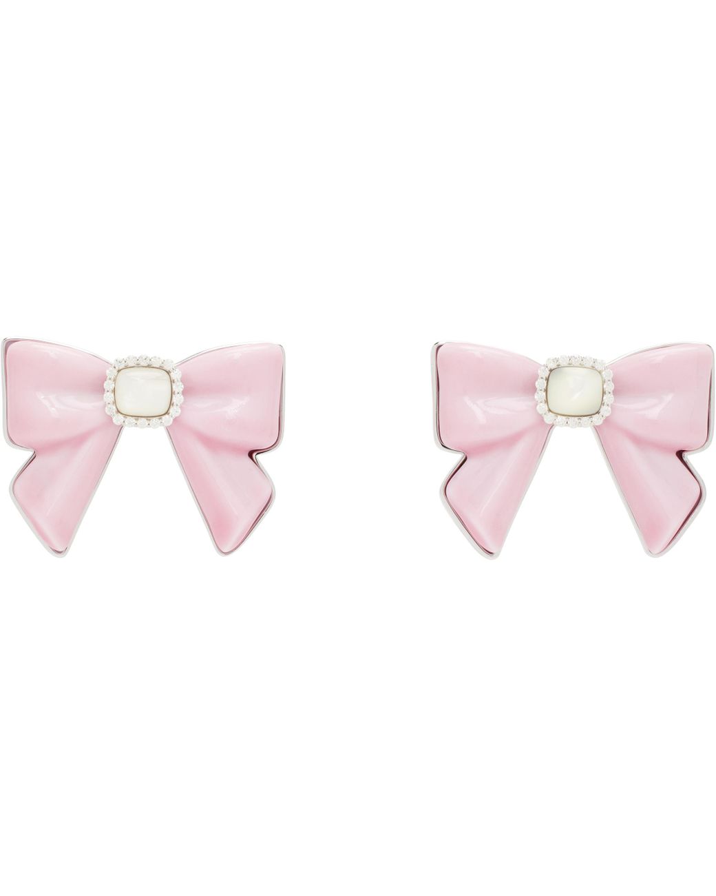 【SHUSHU TONG】YVMINコラボ ダブル ローズ ボウ シングルピアス YVMIN X SHUSHUTONG / Layers Zircon Metal Bow Earrings