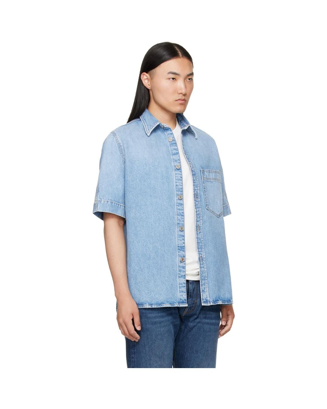 Givenchy Blue Couture Seam Denim Shirt for men