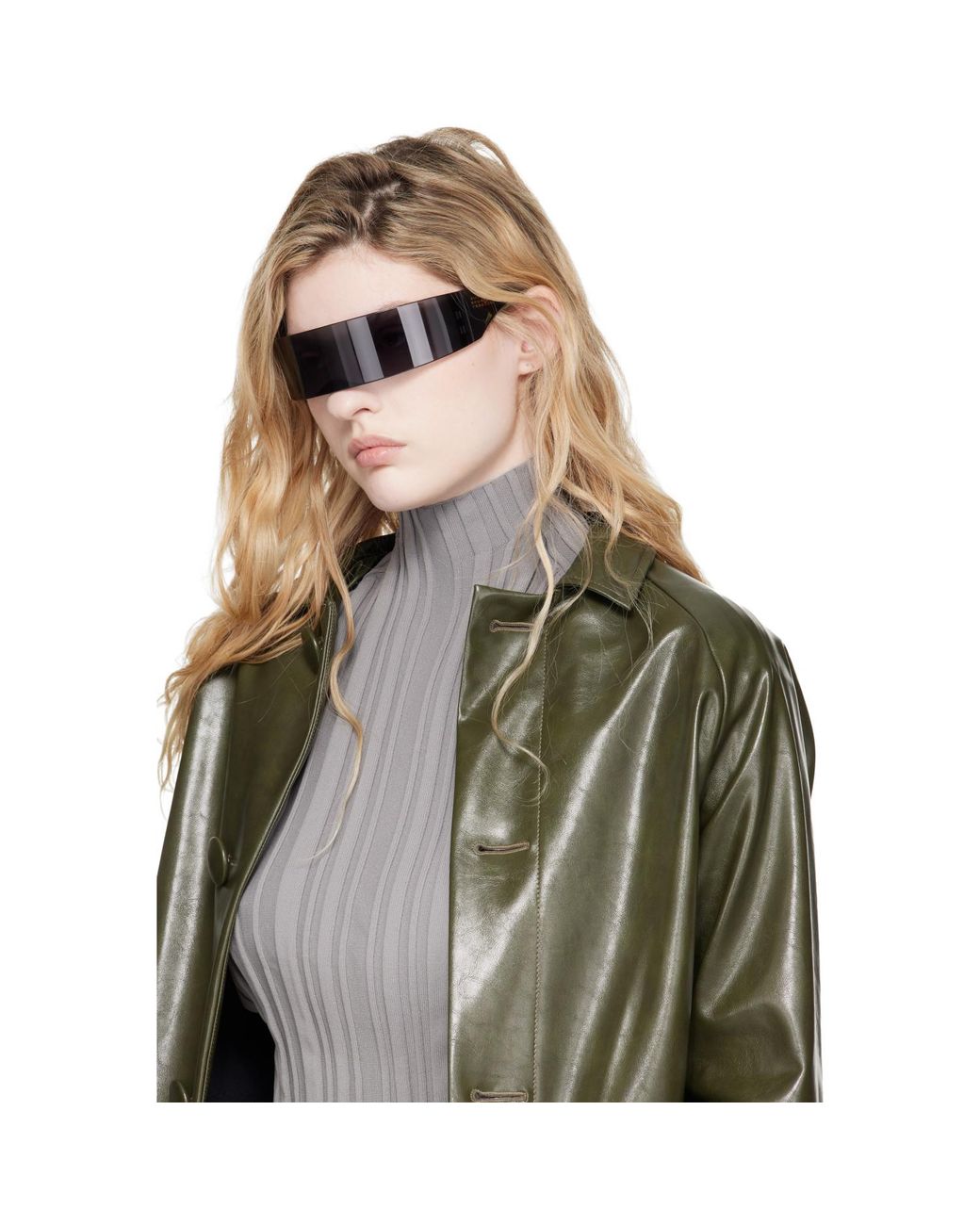 MM6 by Maison Margiela Black Shield Sunglasses