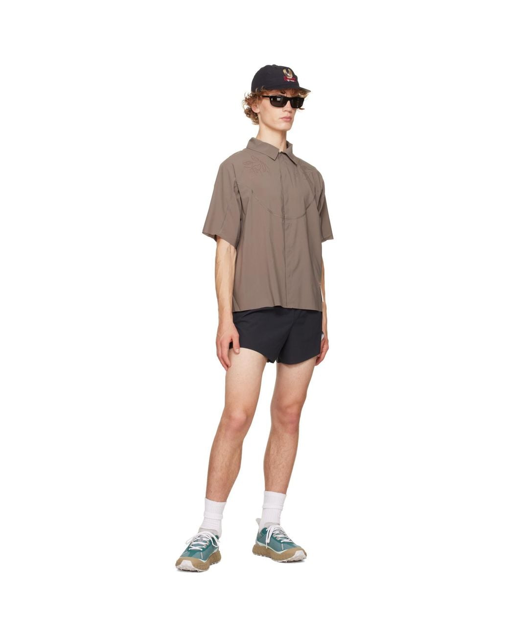 Satisfy Gray Taupe Peaceshell River Short Sleeves Shirt for men
