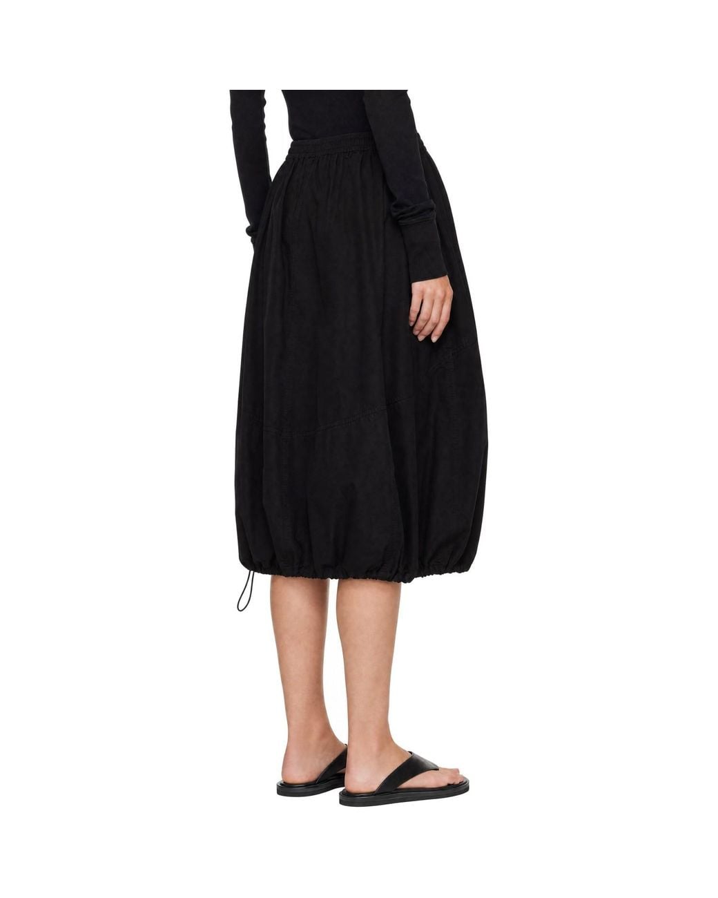 YMC Black Parachute Midi Skirt