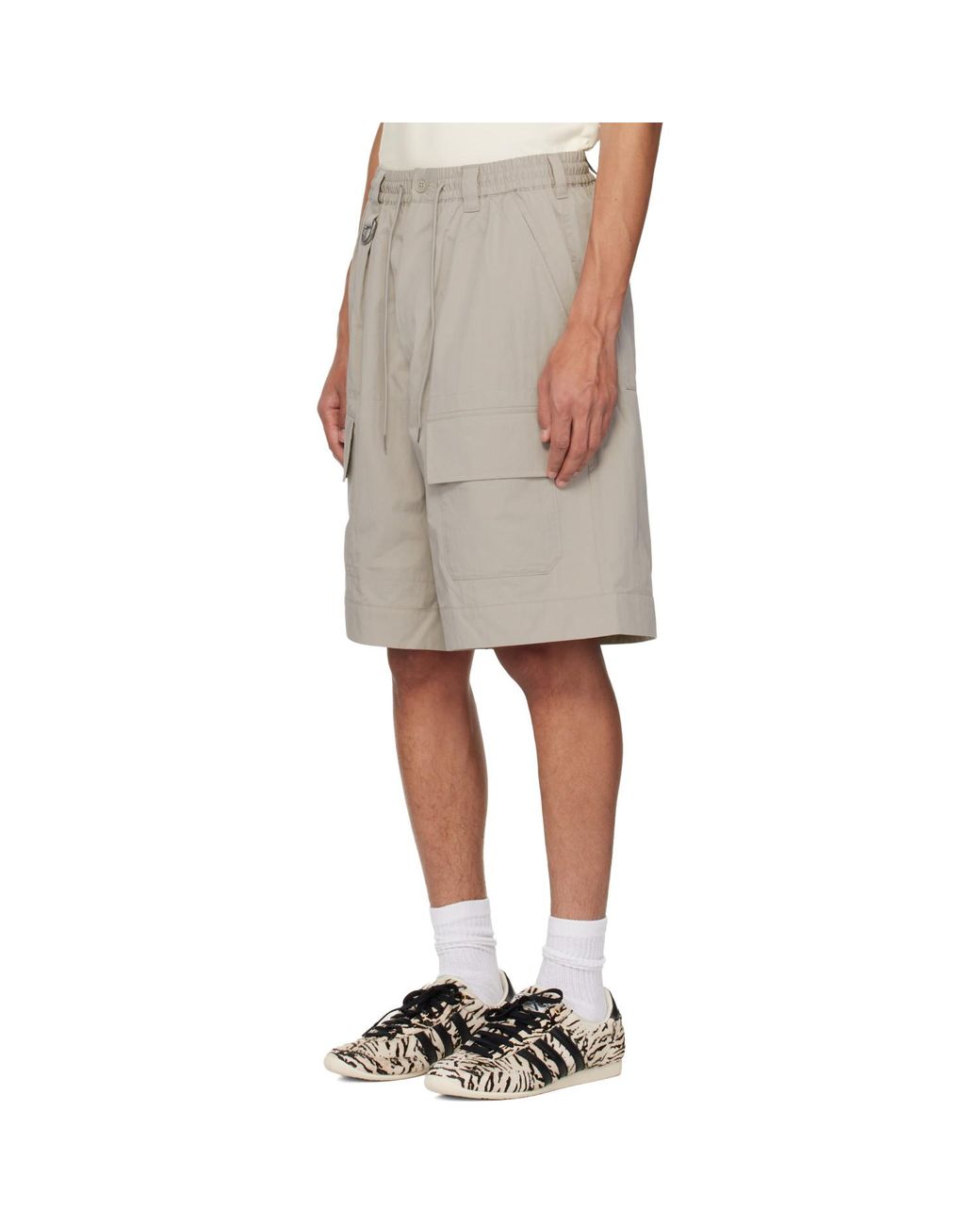 Y-3 Natural Wide Leg Cargo Shorts for men