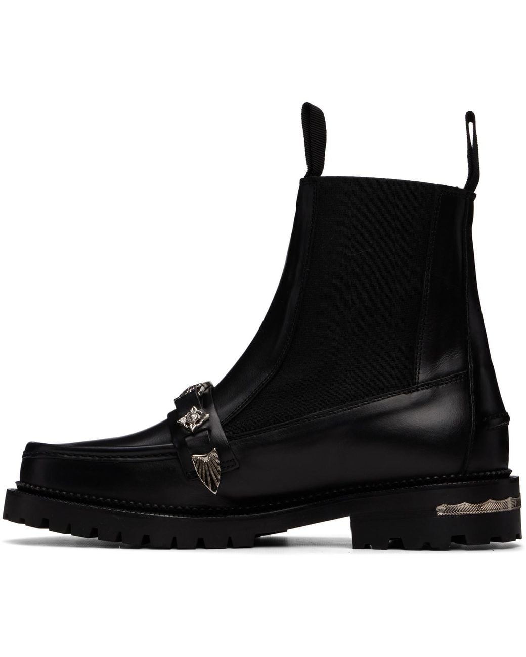 Toga Virilis Black Hard Leather Chelsea Boots for men
