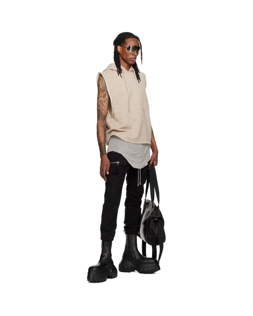 Rick Owens Natural Off- Tower Sl Hoodie for men