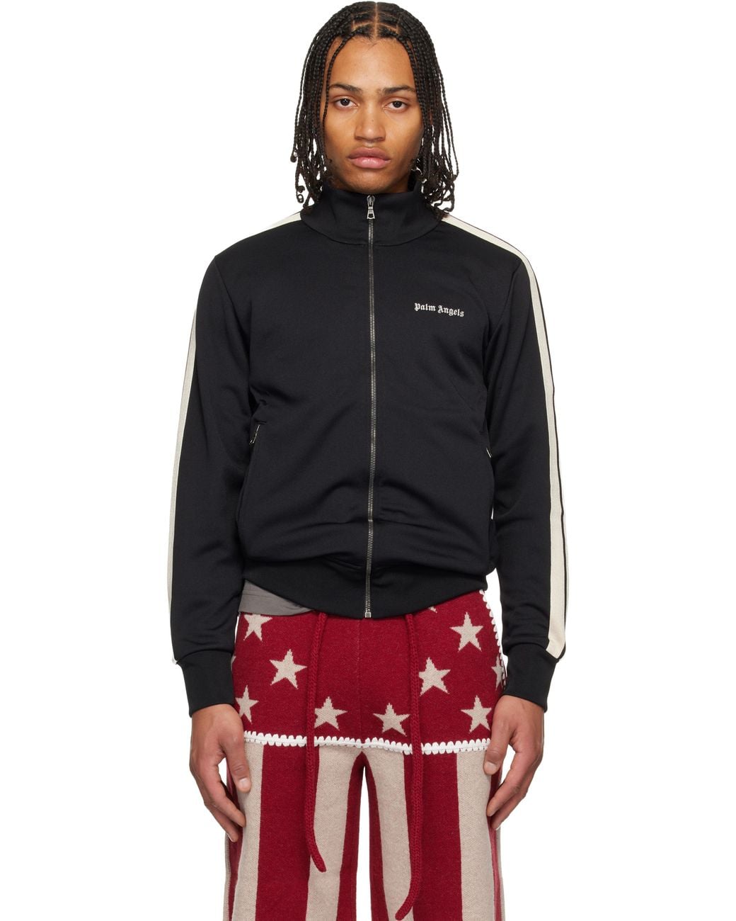 Palm Angels Black Classic Logo Track Jacket for men