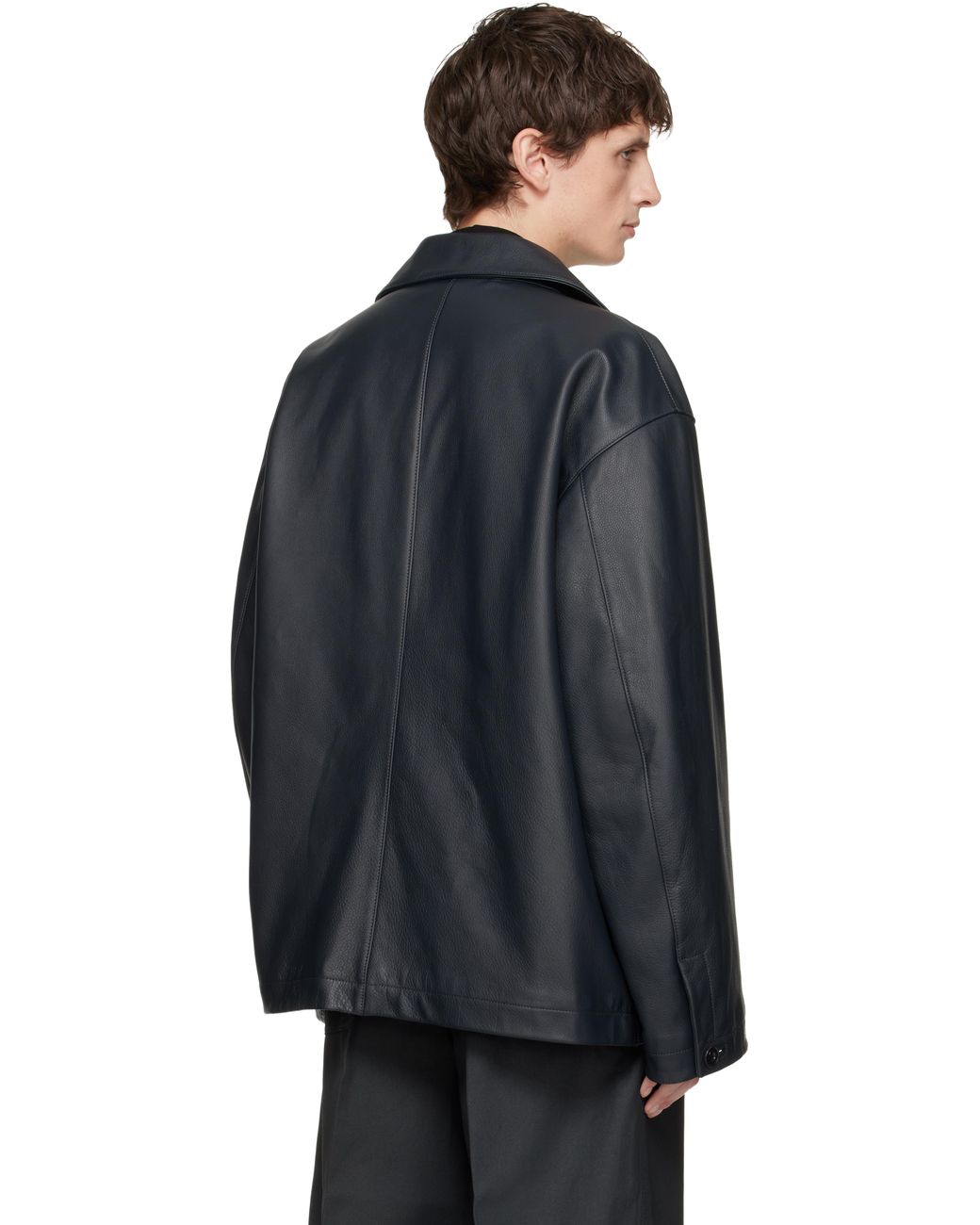 Lemaire Workwear Leather Jacket in Black for Men | Lyst
