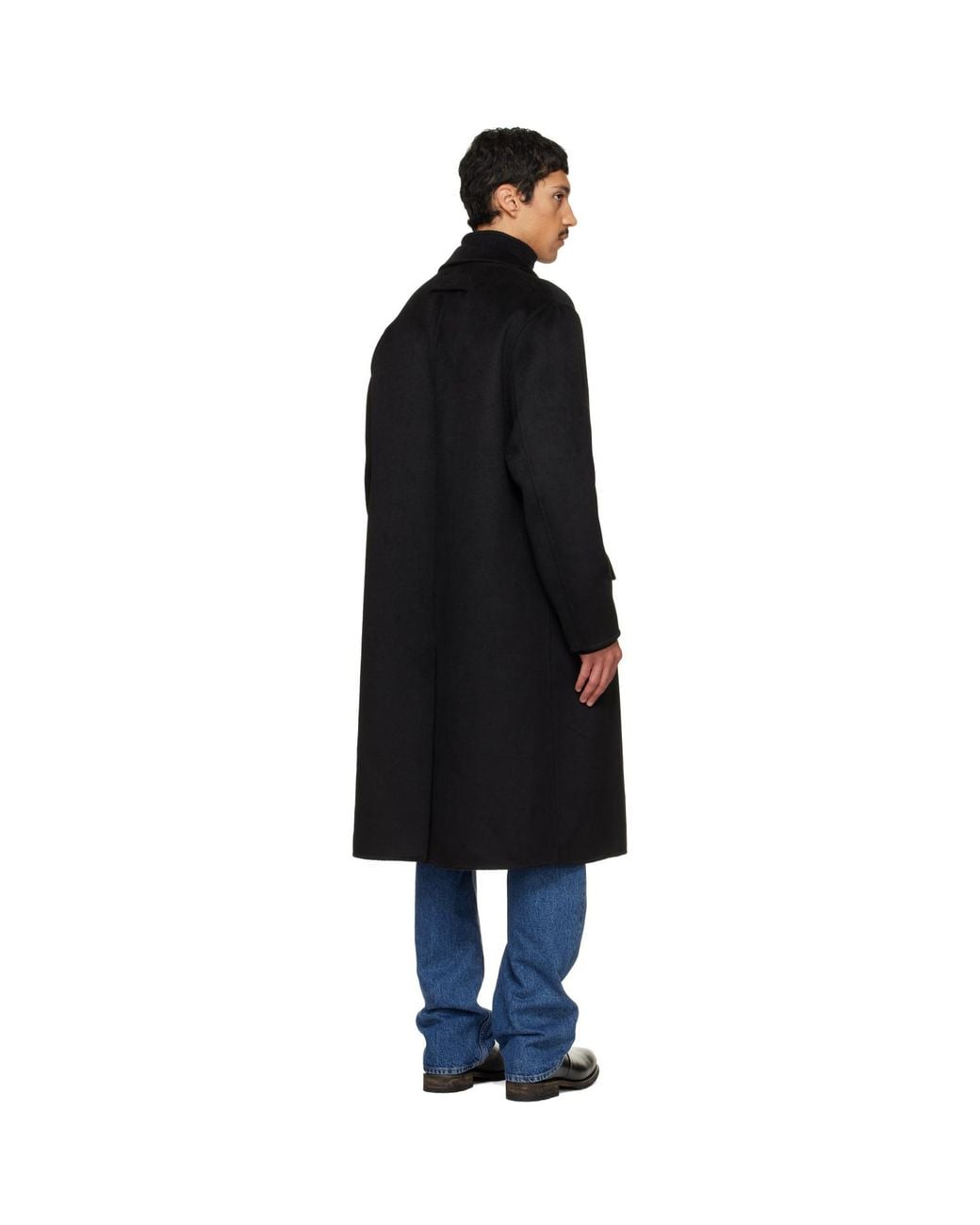 HUGO Black Melton Long Coat for men