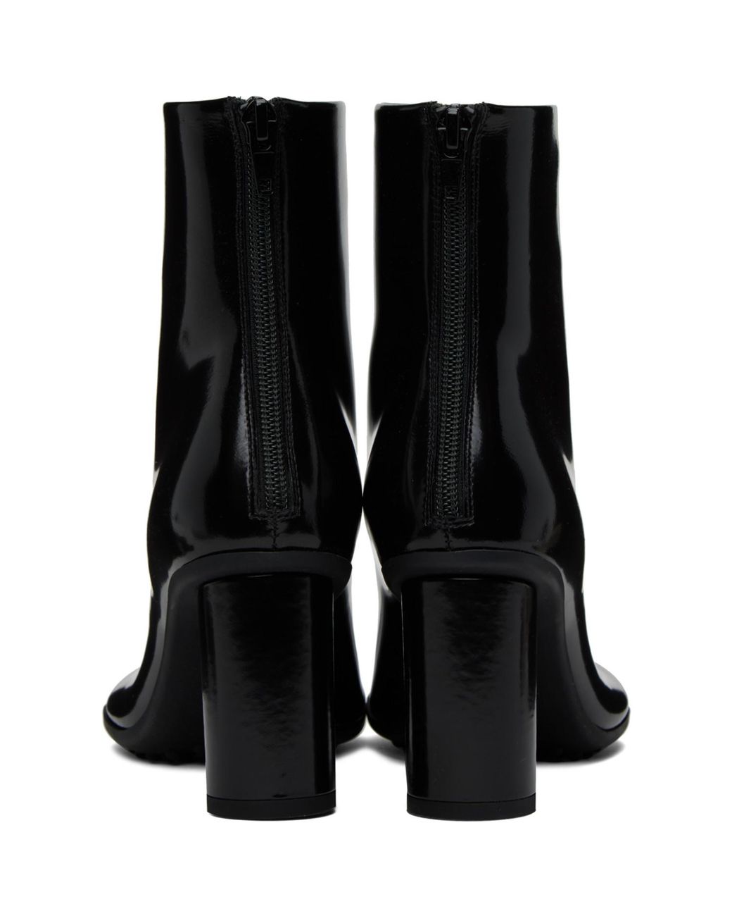 Bottega Veneta Black Atomic Almond-Toe Leather Heeled Ankle Boots