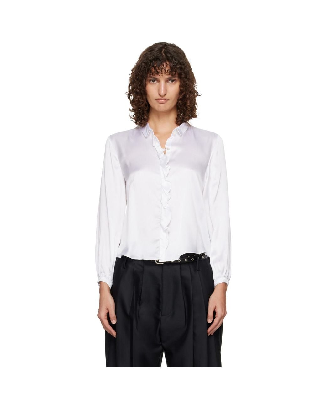 R13 White Ruffle Blouse