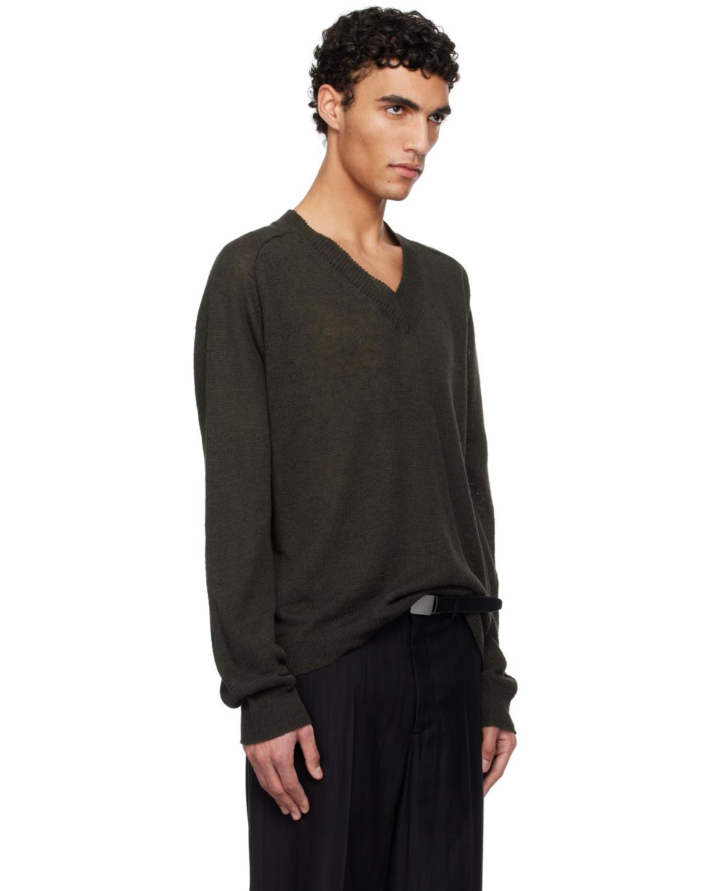 Our Legacy Khaki Rue V-Neck Sweater in Black for Men | Lyst