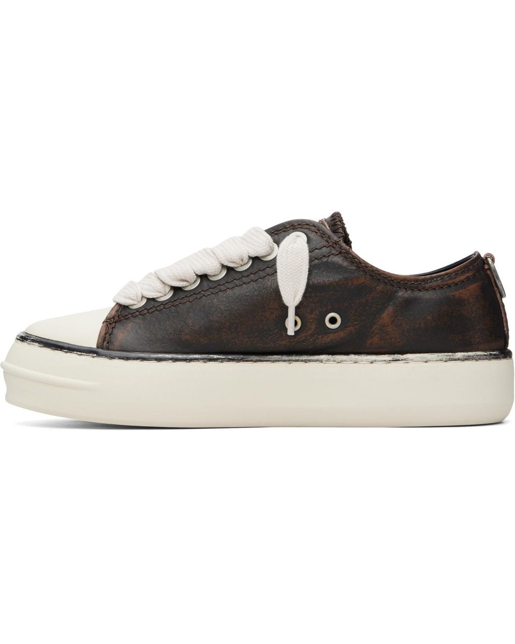 Represent Black Rep-Cap Distressed Leather Sneakers for men