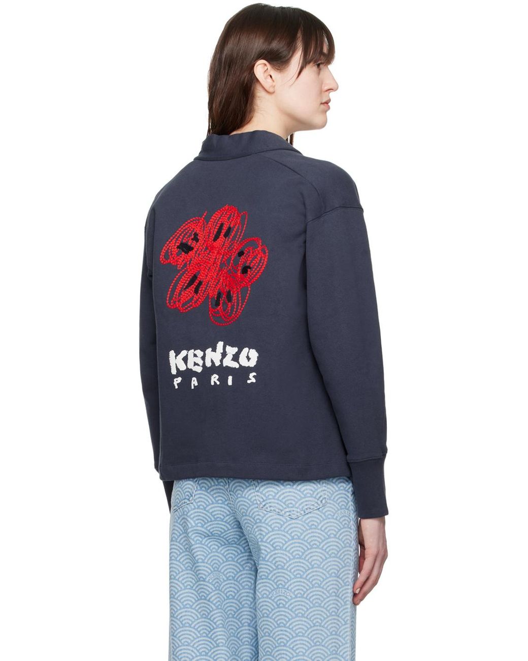KENZO ネイビー Drawn Varsity カーディガン ブルー | Lyst KENZO ネイビー Drawn Varsity カーディガン ブルー | Lyst