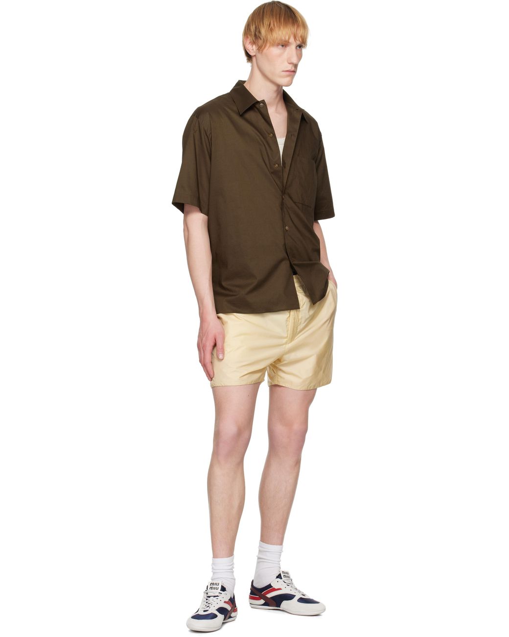 Auralee Black Light Sheer Nylon Shorts for men