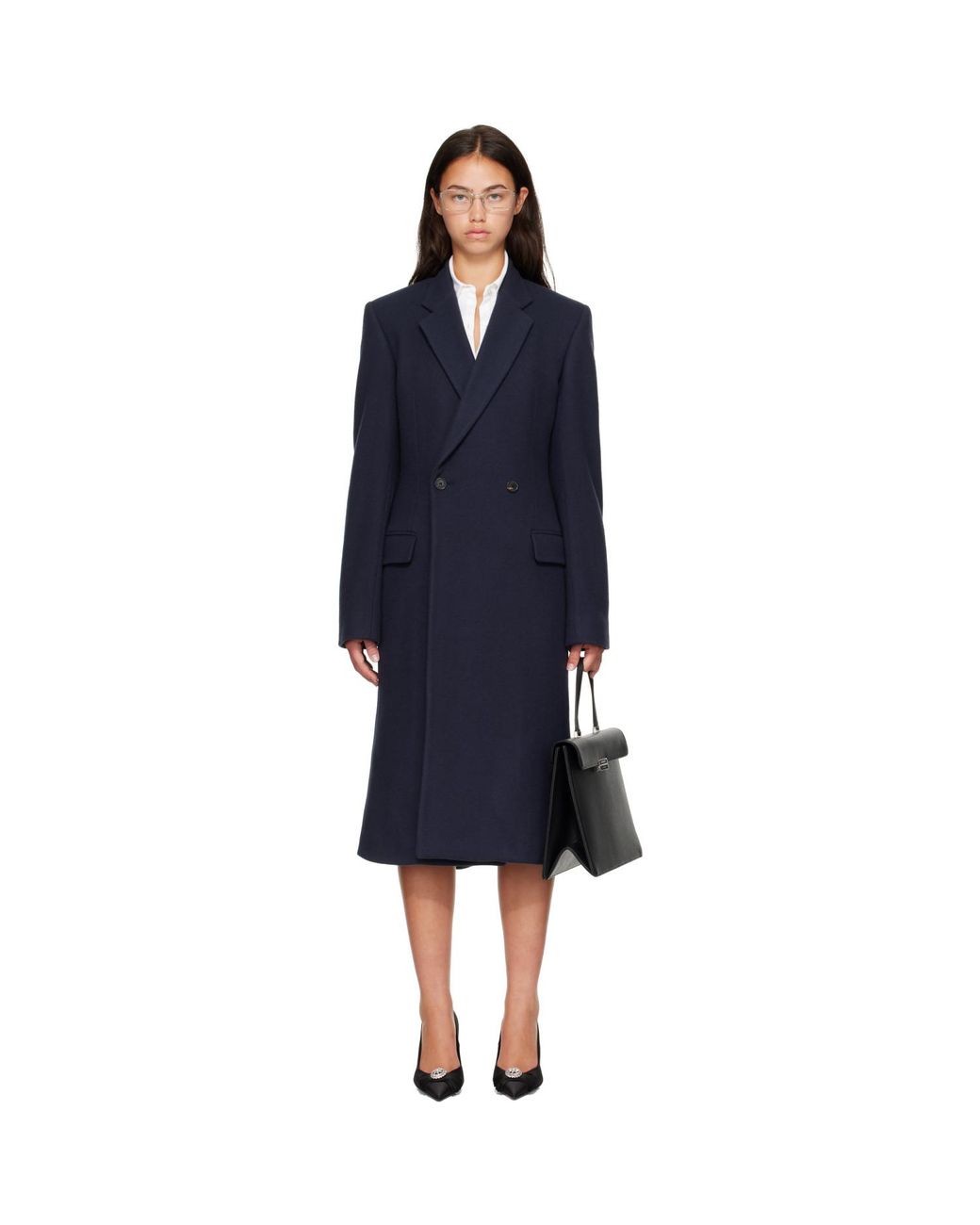 Balenciaga Blue Godet Midi Coat