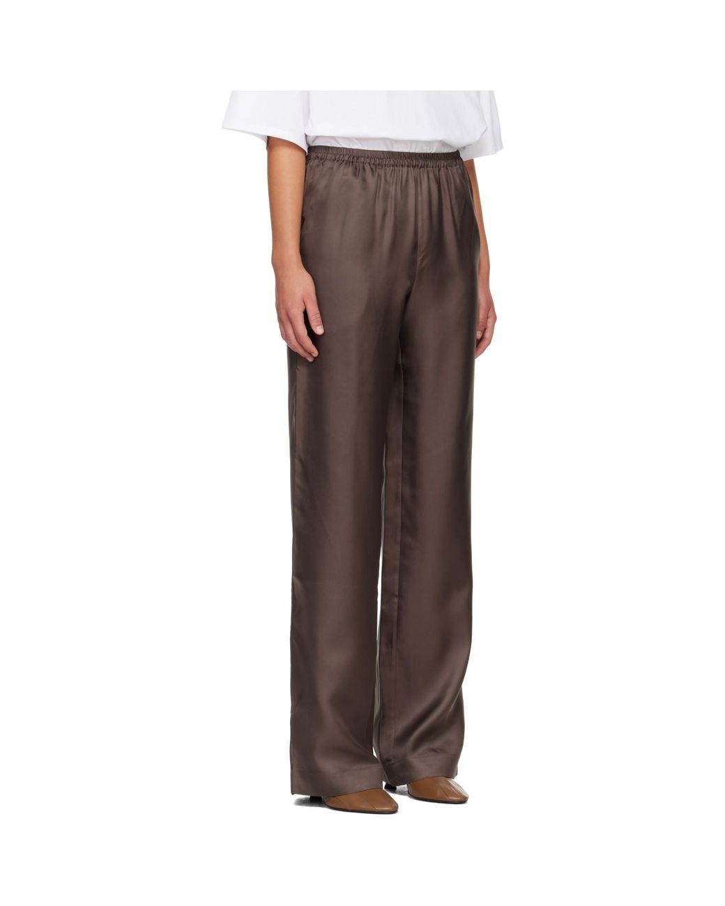 Loulou de Saison Brown Alera Lds Silk Twill Trousers
