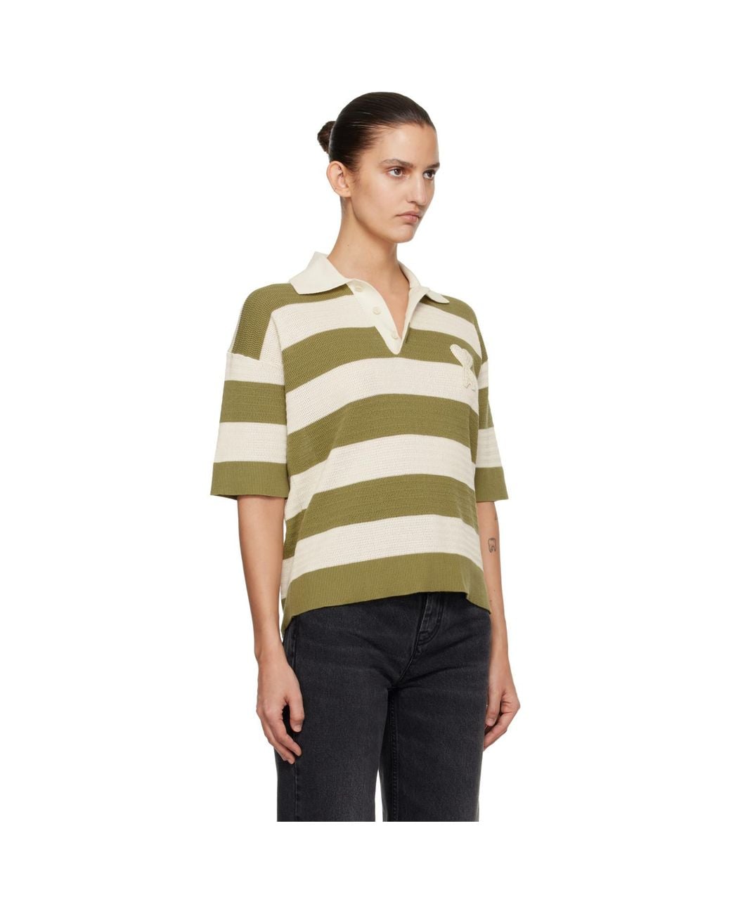 AMI Multicolor Off- Short Sleeves 'ami De Coeur' Polo