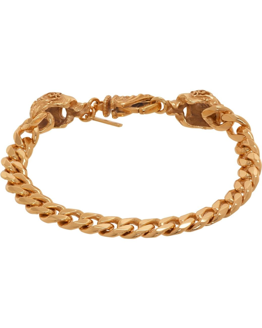Emanuele Bicocchi Brown Small Chain Skull Bracelet for men