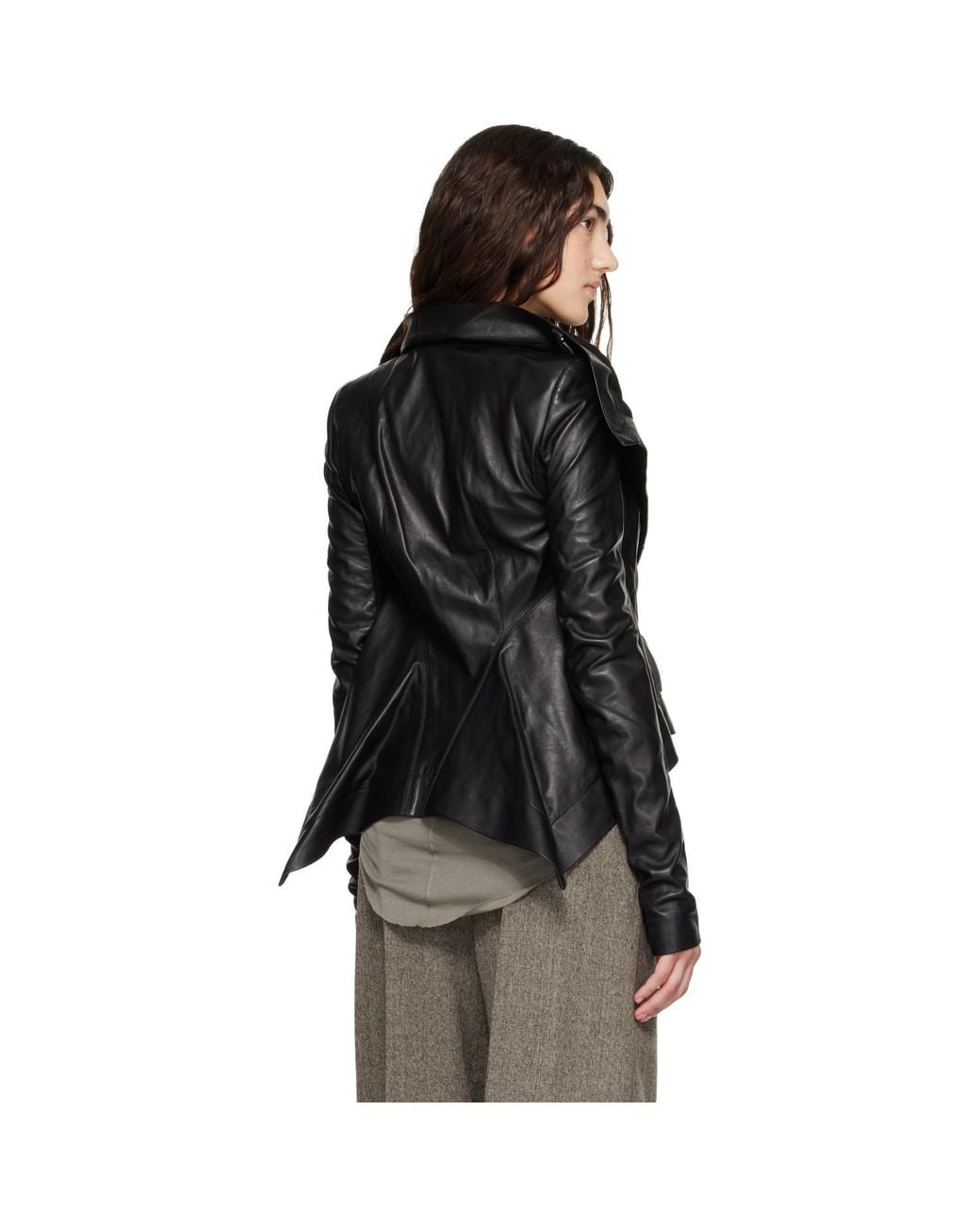 Rick Owens Black Tower Naska Biker Leather Jacket