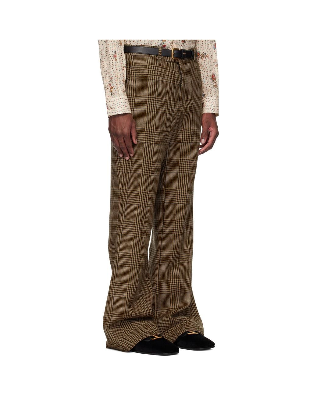 Valentino Brown Glen Check Trousers for men