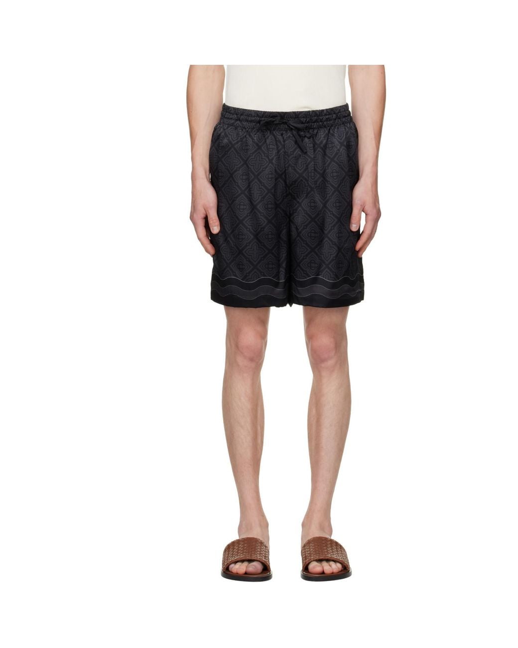 Casablanca Black Silk Shorts for men