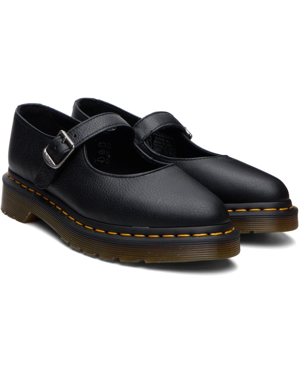 Dr. Martens Black Elphie Virginia Leather Mary Jane Flats