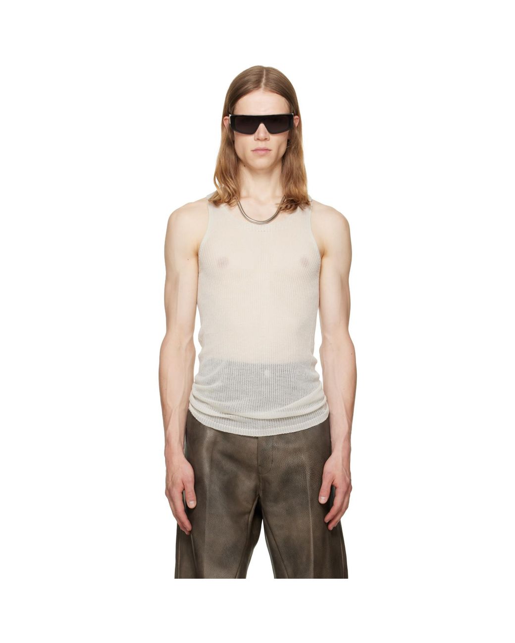 Rick Owens Gray Off- Tower Pony Tank Top for men