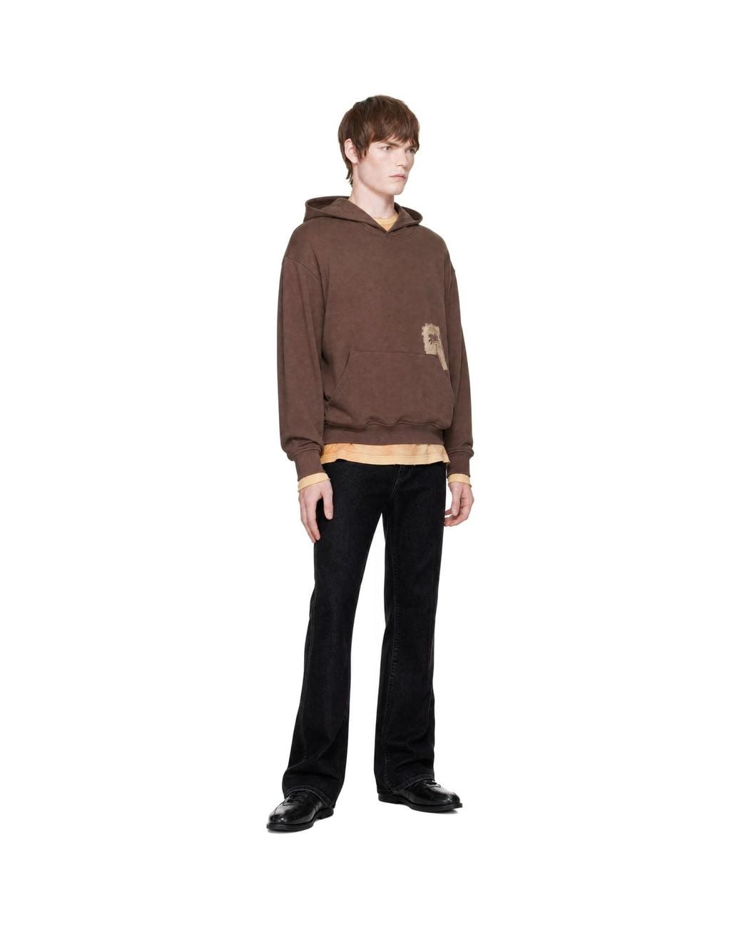 Palm Angels Brown Brushed Palm Tree Regular Hoodie for men